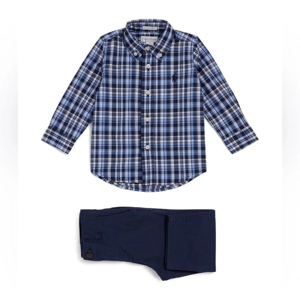 Ralph Lauren Checkered Shirt and Chinos Set